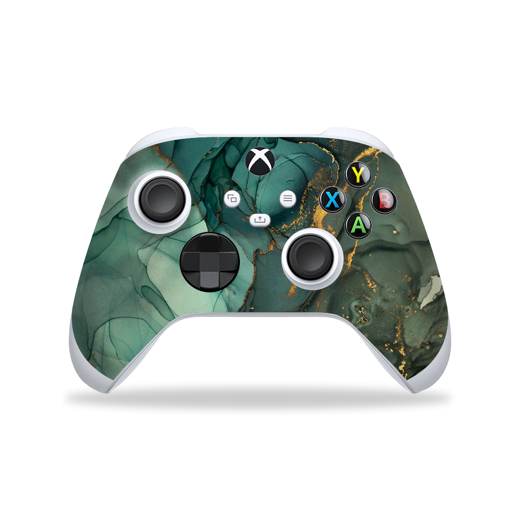 XBOX Series S CONTROLLER Skin - Print Printed Custom Signature AGATE GEODE Royal Green-Gold Skin, Wrap, Decal, Protector, Cover by EasySkinz | EasySkinz.com