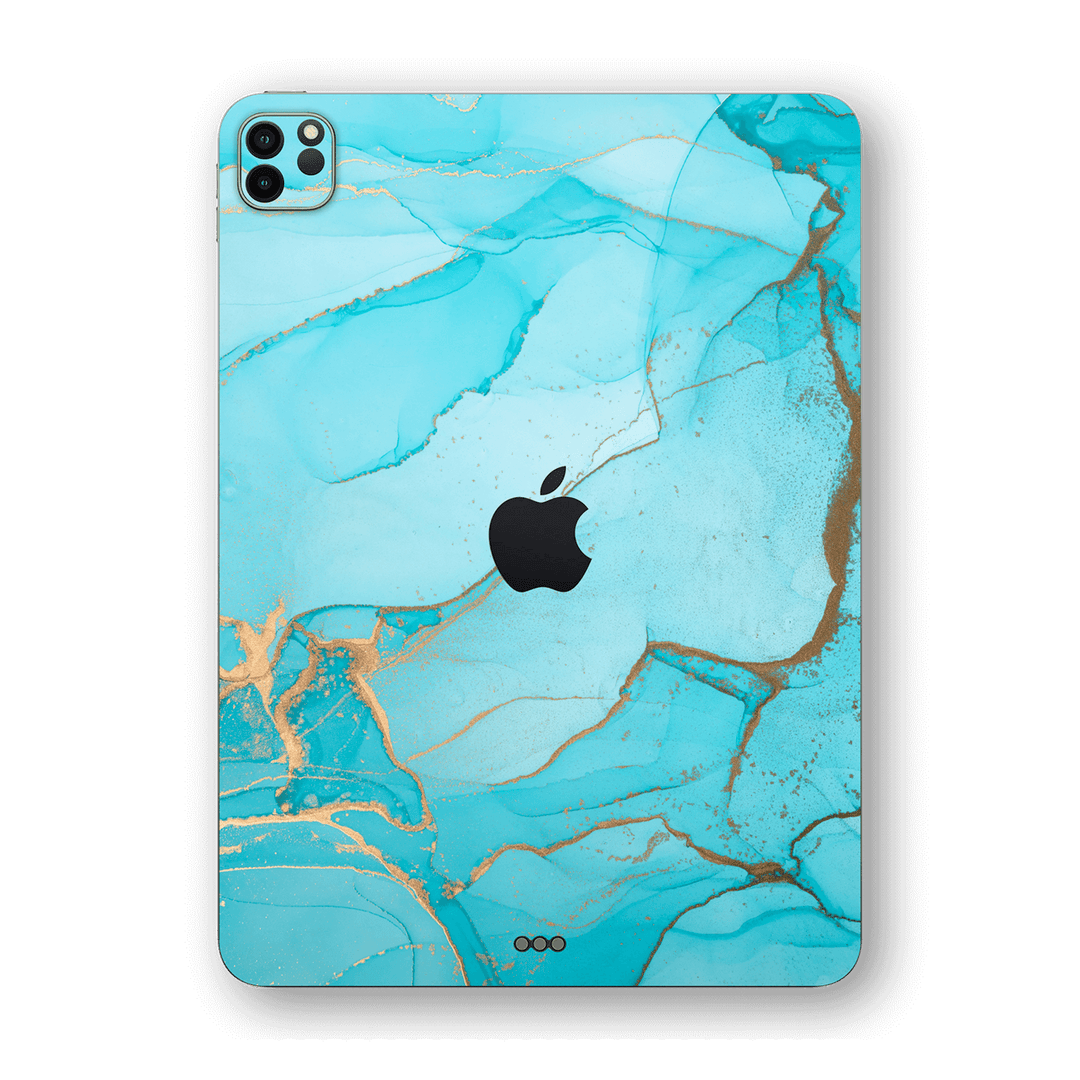 iPad PRO 11" (2020) SIGNATURE AGATE GEODE Aqua-Gold Skin, Wrap, Decal, Protector, Cover by EasySkinz | EasySkinz.com
