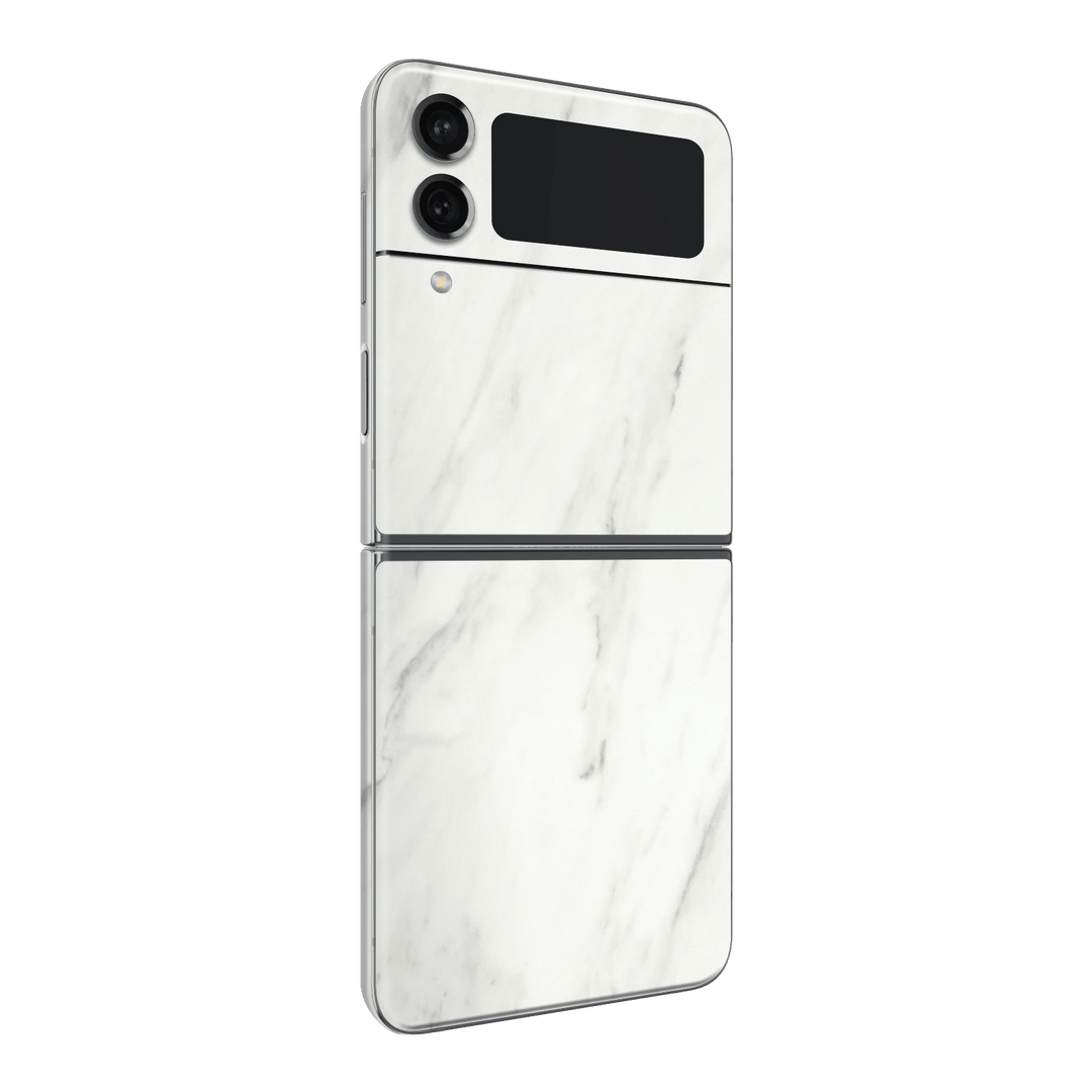 Samsung Galaxy Z Flip 4 (2022) Luxuria White Marble Stone Skin Wrap Sticker Decal Cover Protector by EasySkinz | EasySkinz.com