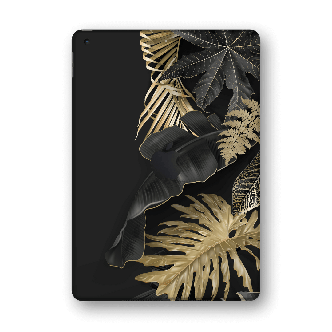 iPad 10.2" (8th Gen, 2020) SIGNATURE Black-Gold Tropical Leaves V3 Skin Wrap Sticker Decal Cover Protector by EasySkinz