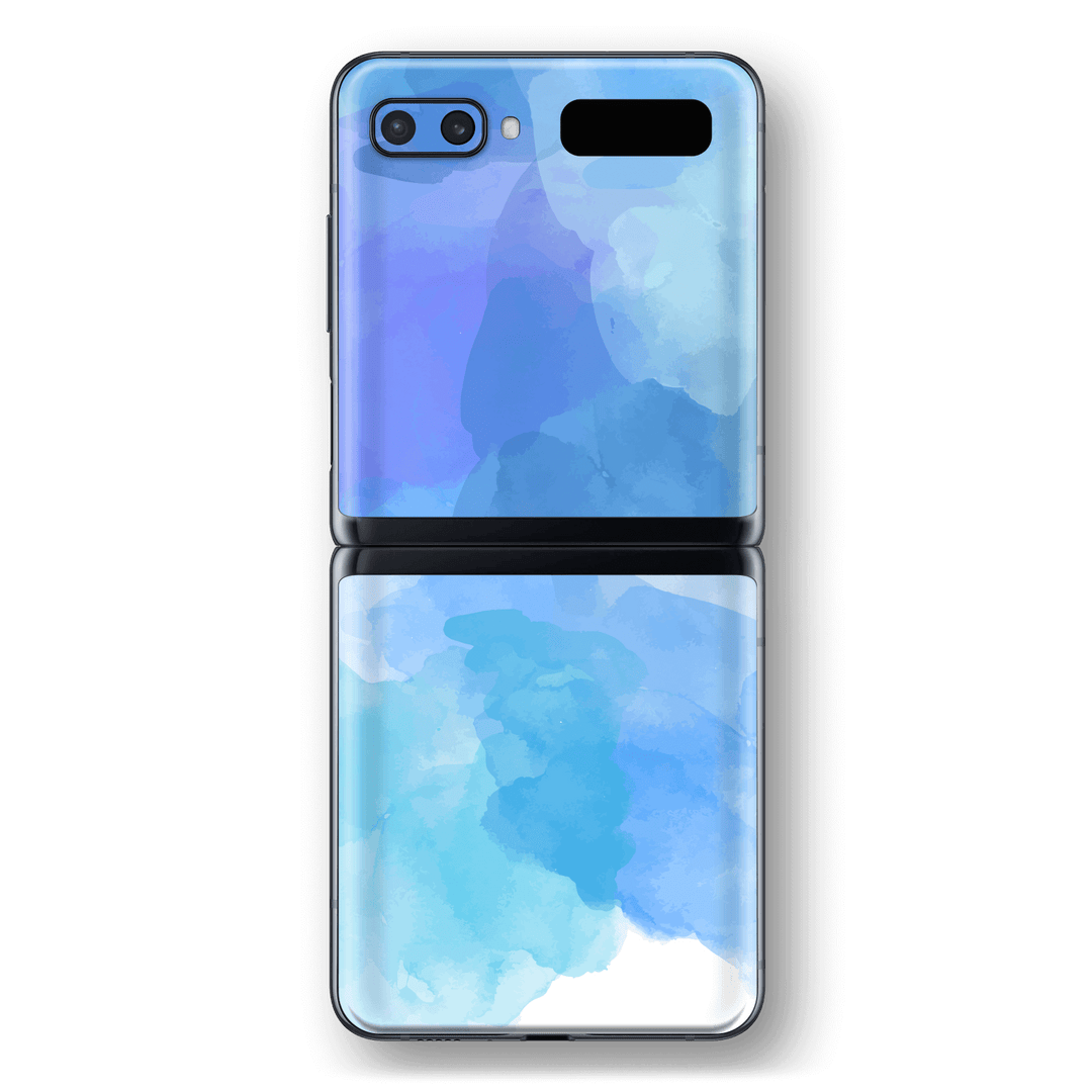 Samsung Galaxy Z Flip Print Printed Custom SIGNATURE Blue Watercolour Skin Wrap Sticker Decal Cover Protector by EasySkinz