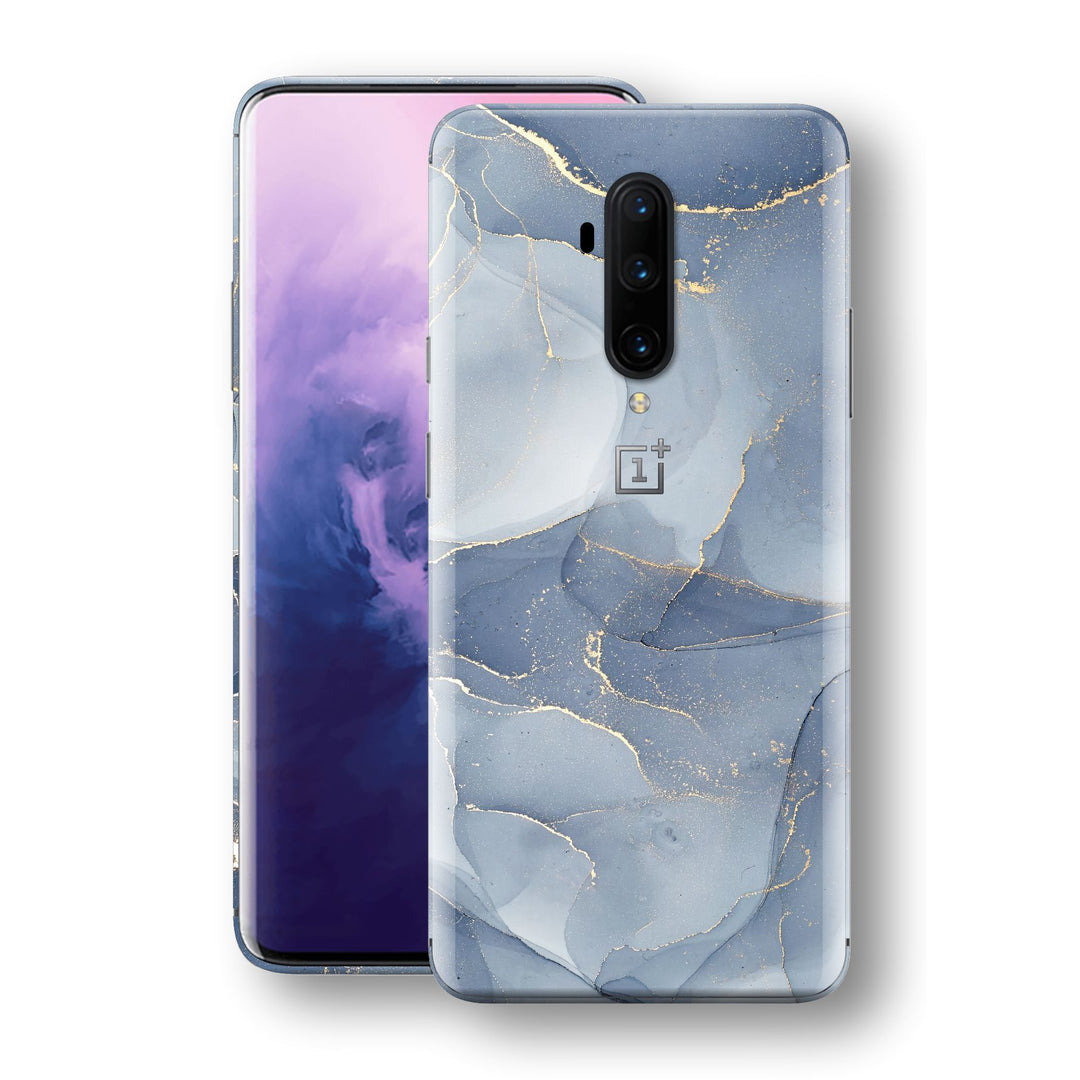 OnePlus 7T PRO Print Custom SIGNATURE AGATE GEODE Steel Blue-Gold Skin, Wrap, Decal, Protector, Cover by EasySkinz | EasySkinz.com