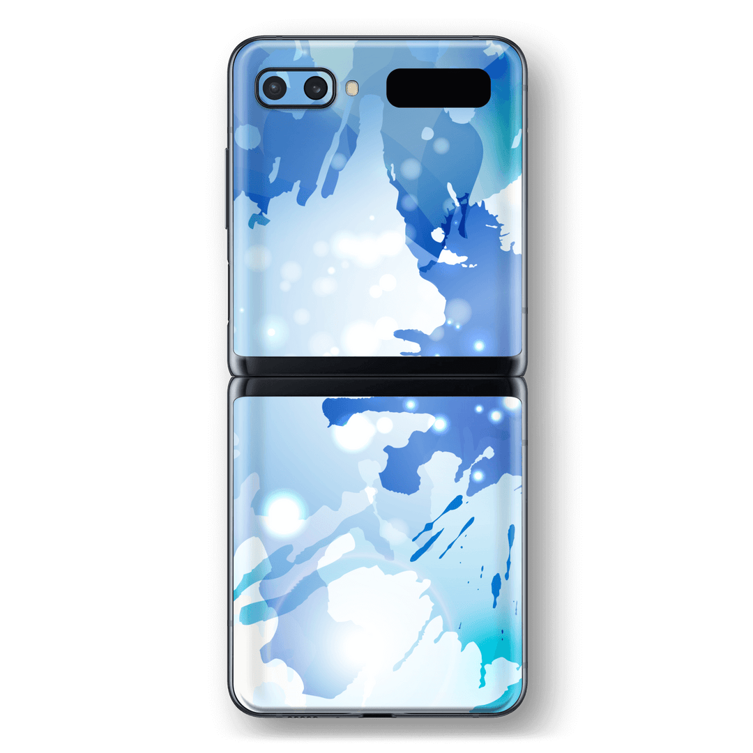 Samsung Galaxy Z Flip 5G Print Printed Custom SIGNATURE Blue Splash Skin Wrap Sticker Decal Cover Protector by EasySkinz
