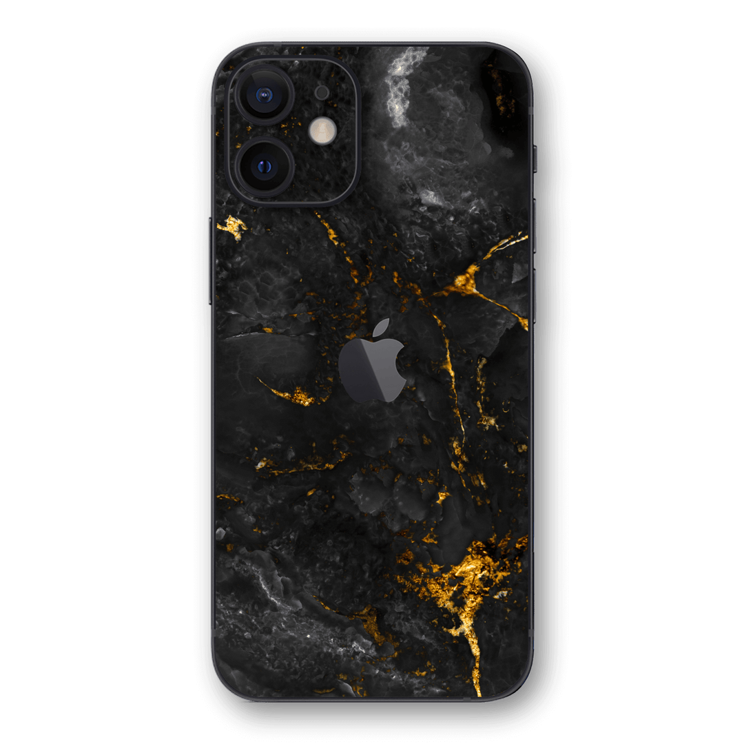 iPhone 12 mini SIGNATURE Black-Gold MARBLE Skin, Wrap, Decal, Protector, Cover by EasySkinz | EasySkinz.com