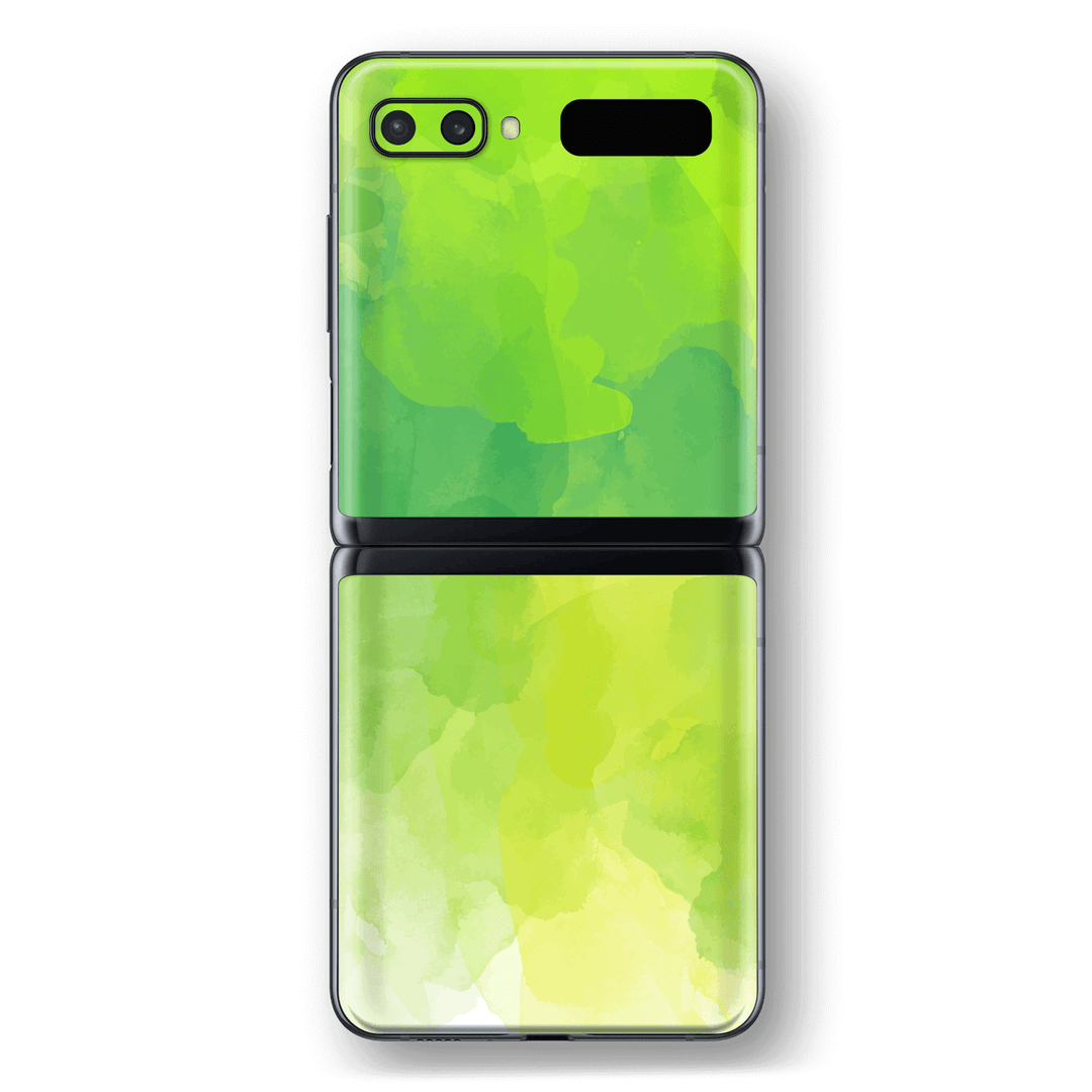 Samsung Galaxy Z Flip Print Printed Custom SIGNATURE Green Watercolour Skin Wrap Sticker Decal Cover Protector by EasySkinz