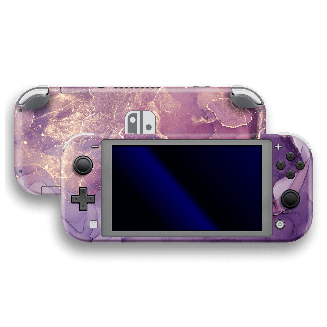 Nintendo Switch LITE SIGNATURE AGATE GEODE Purple-Gold Skin Wrap Sticker Decal Cover Protector by EasySkinz