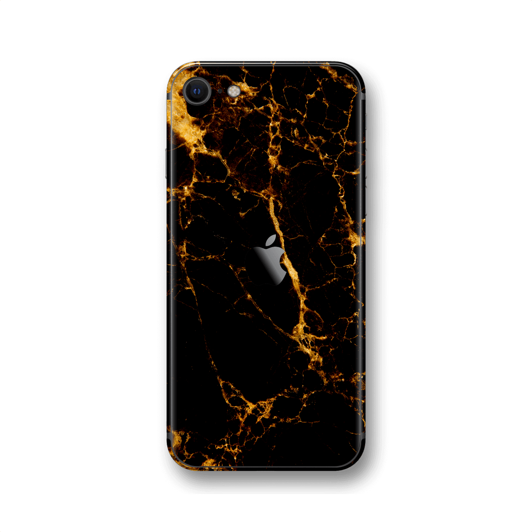 iPhone SE (2020) Print Custom Signature Marble Black Gold Skin Wrap Decal by EasySkinz - Design 2