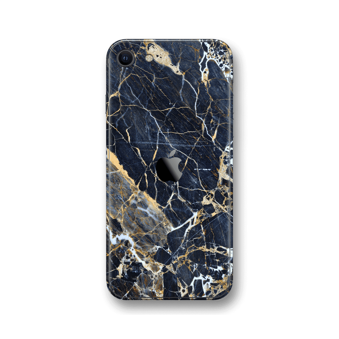 iPhone SE (2020) Print Custom Signature Marble Blue Gold Skin Wrap Decal by EasySkinz - Design 2