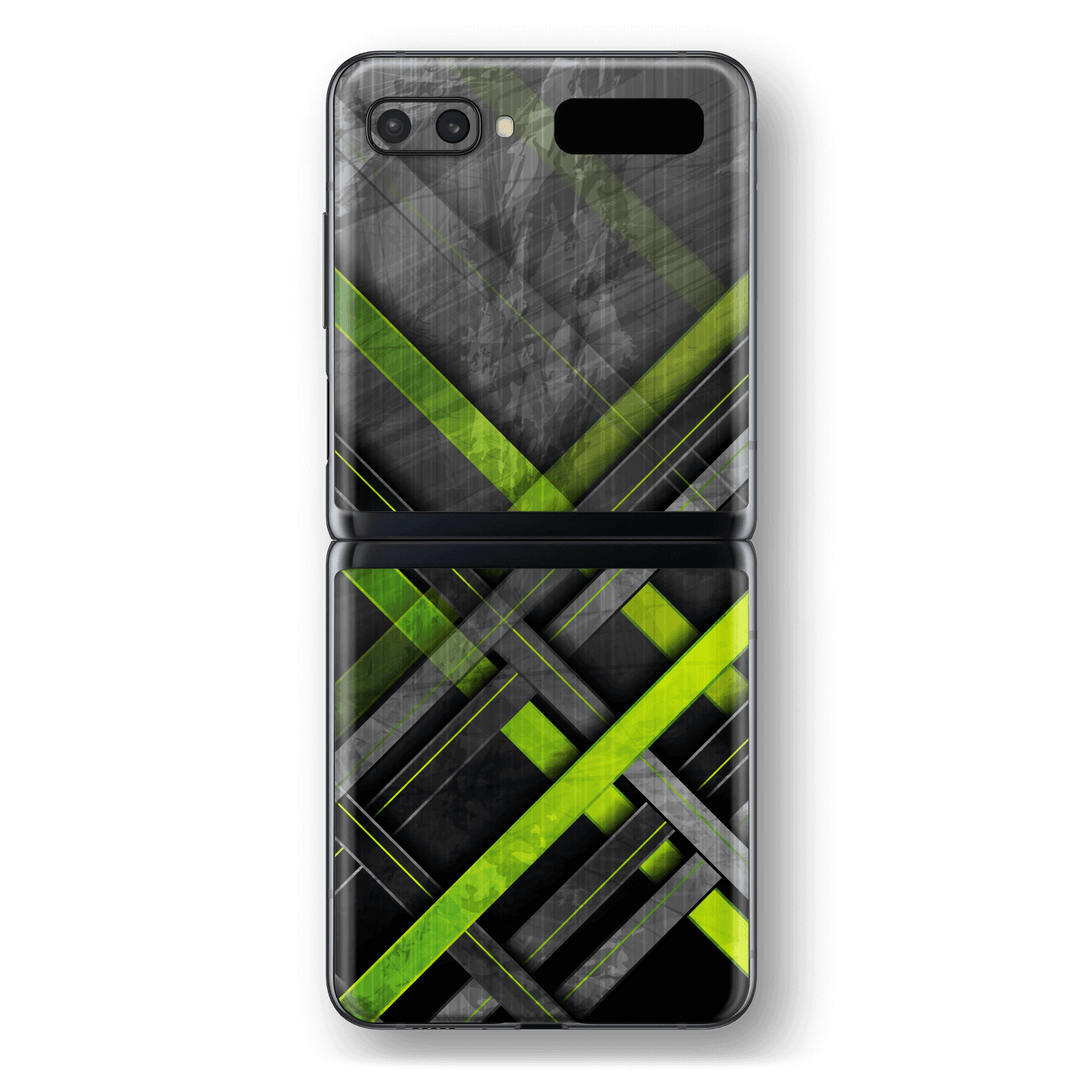 Samsung Galaxy Z Flip Print Printed Custom SIGNATURE Green-Grey Grunge Skin Wrap Sticker Decal Cover Protector by EasySkinz