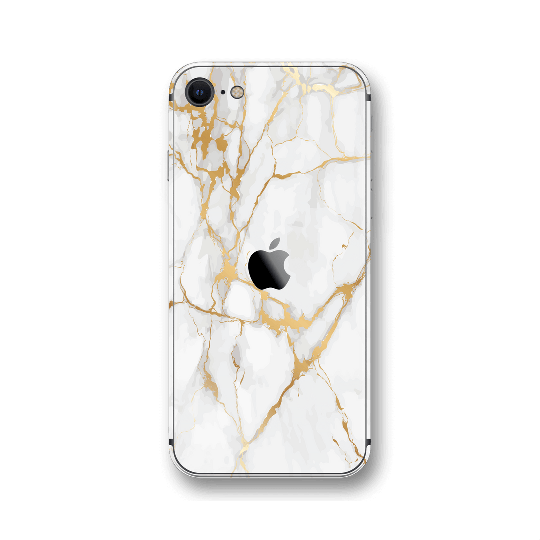 iPhone SE (2020) Print Custom Signature Marble White Gold Skin Wrap Decal by EasySkinz - Design 2