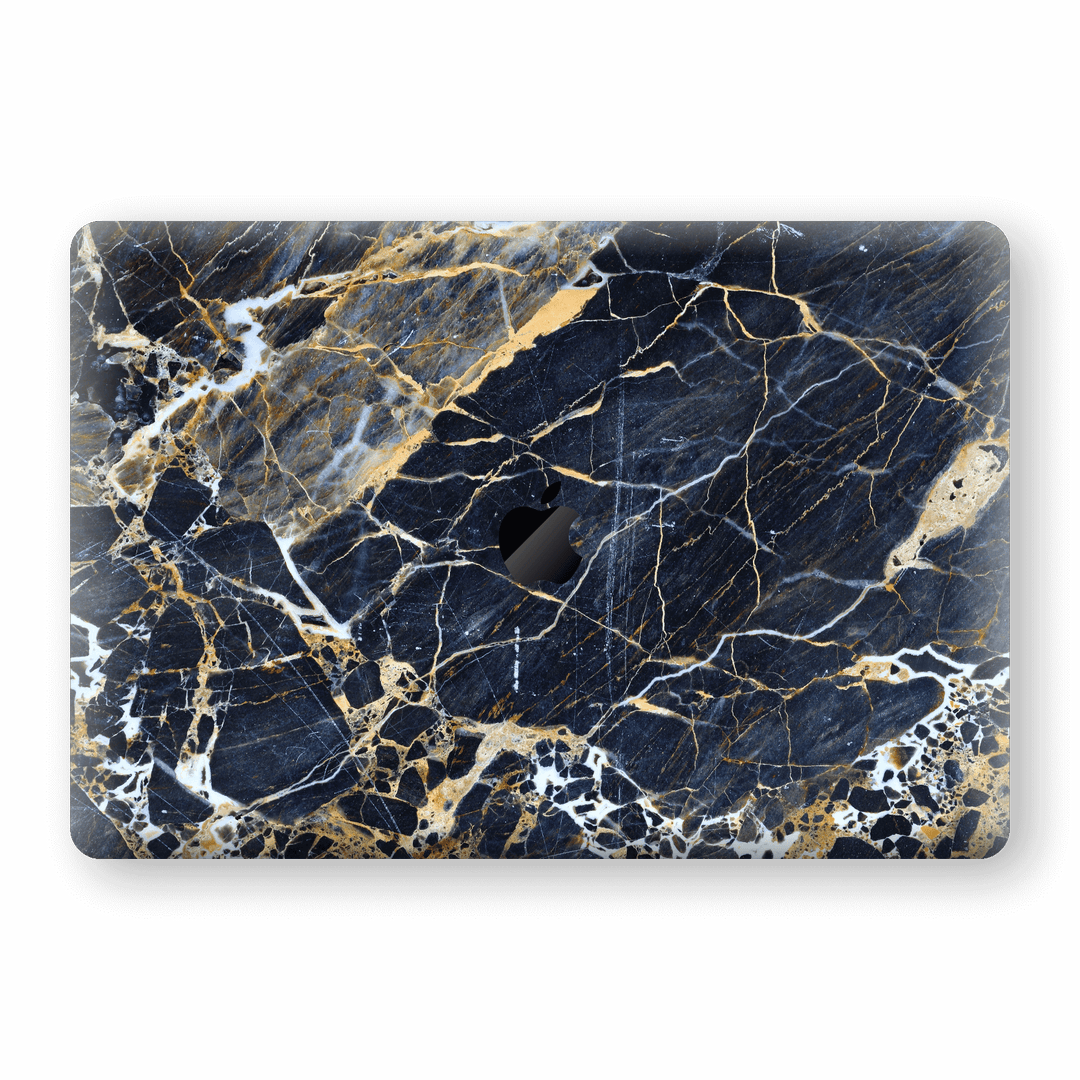 MacBook Pro 13" (2020) Print Custom Signature Marble Blue Gold Skin Wrap Decal by EasySkinz - Design 2