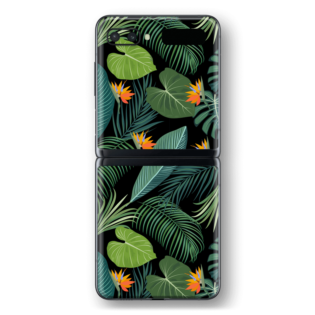 Samsung Galaxy Z Flip Print Printed Custom SIGNATURE JUNGLE Tropical LEAVES Skin Wrap Sticker Decal Cover Protector by EasySkinz