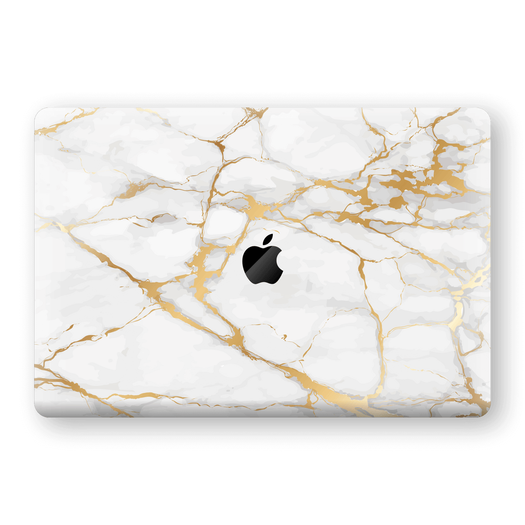 MacBook Air 13" (2020) Print Custom Signature Marble White Gold Skin Wrap Decal by EasySkinz - Design 2