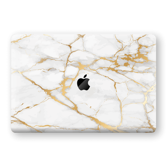 MacBook Air 13" (2020) Print Custom Signature Marble White Gold Skin Wrap Decal by EasySkinz - Design 2