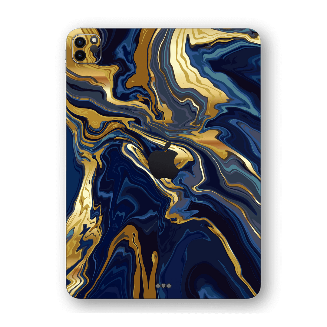 iPad PRO 11" (2020) Print Printed Custom SIGNATURE Ocean Blue & Gold Luxury Skin Wrap Sticker Decal Cover Protector by EasySkinz