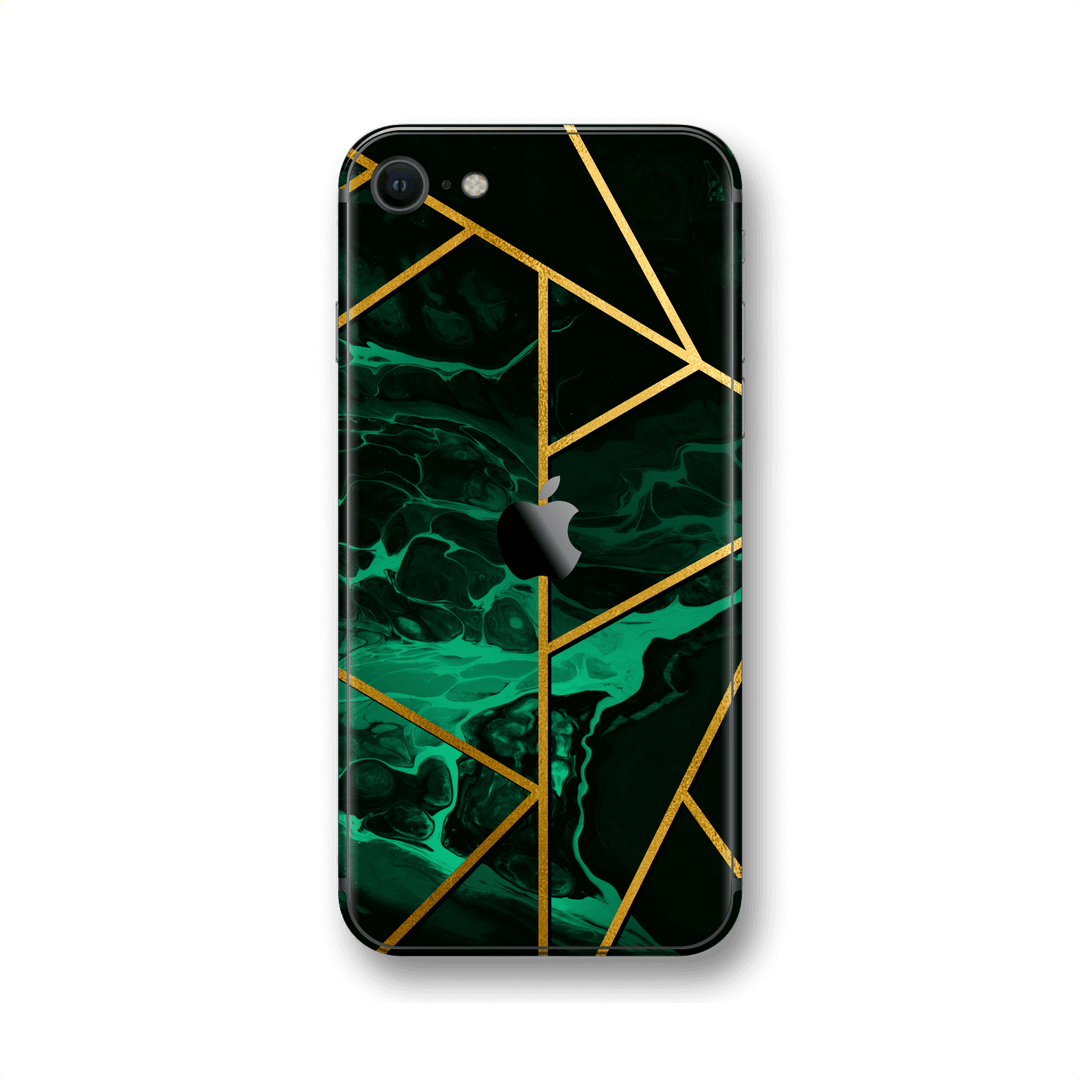 iPhone SE (2020) SIGNATURE Liquid Green-Gold Geometric Skin, Wrap, Decal, Protector, Cover by EasySkinz | EasySkinz.com