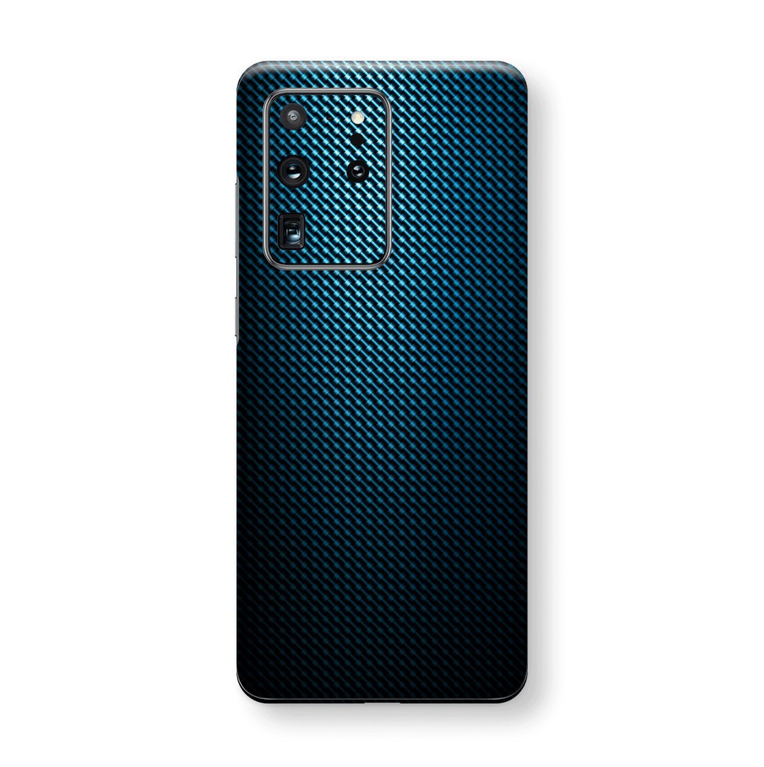Samsung Galaxy S20 ULTRA Print Custom Signature Blue Grid Carbon Abstract Skin Wrap Decal by EasySkinz