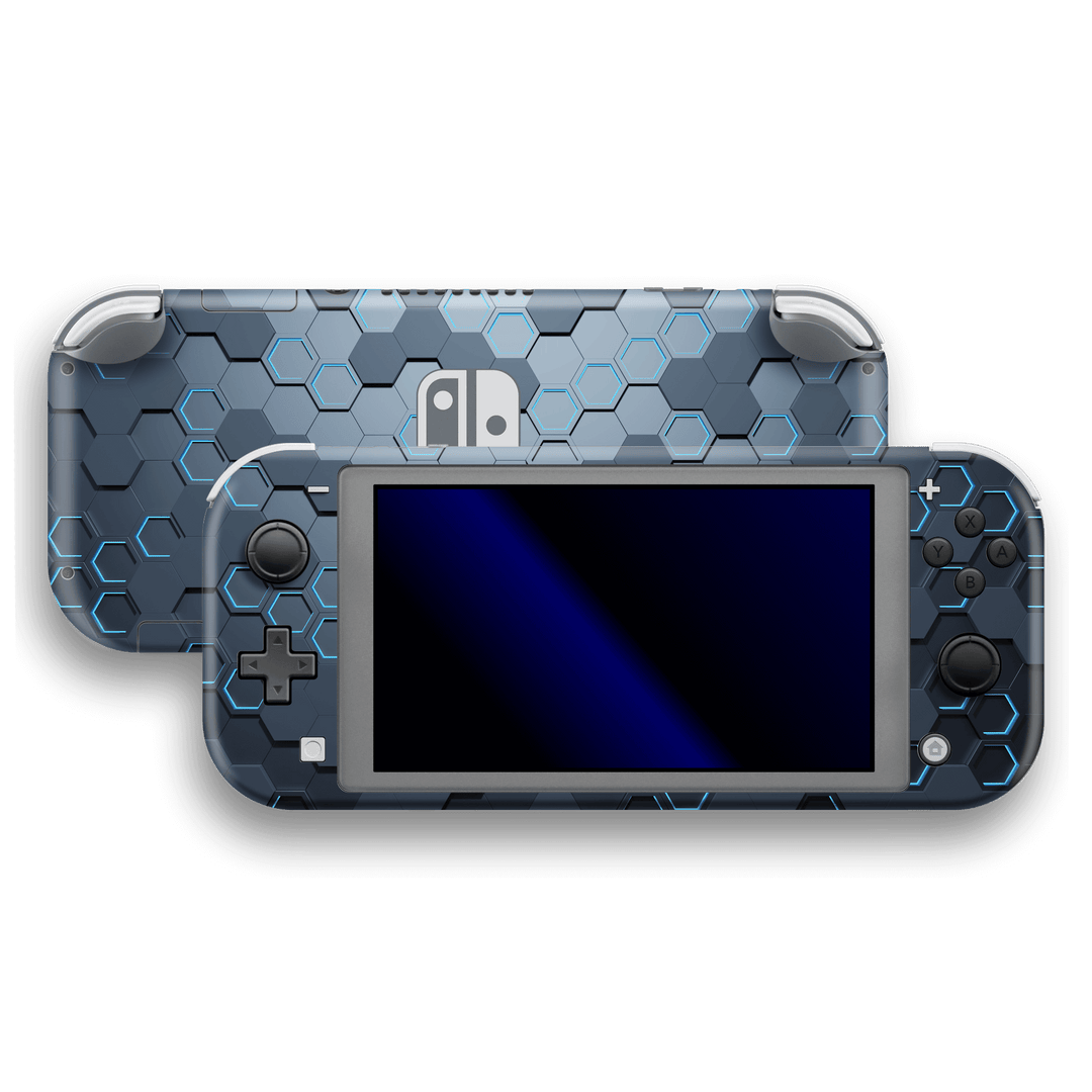 Nintendo Switch LITE Print Printed Custom SIGNATURE Blue HEXAGON Skin Wrap Sticker Decal Cover Protector by EasySkinz