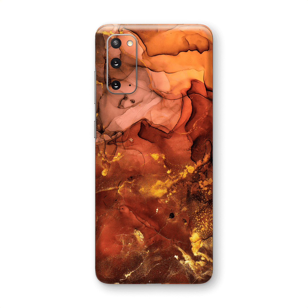 Samsung Galaxy S20 SIGNATURE AGATE GEODE Flaming Orange Brown Fiery Gold Nebula Skin, Wrap, Decal, Protector, Cover by EasySkinz | EasySkinz.com