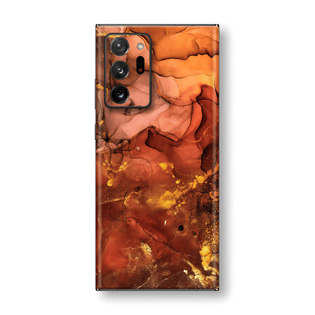 Samsung Galaxy NOTE 20 ULTRA SIGNATURE AGATE GEODE Flaming Orange Brown Fiery Gold Nebula Skin, Wrap, Decal, Protector, Cover by EasySkinz | EasySkinz.com