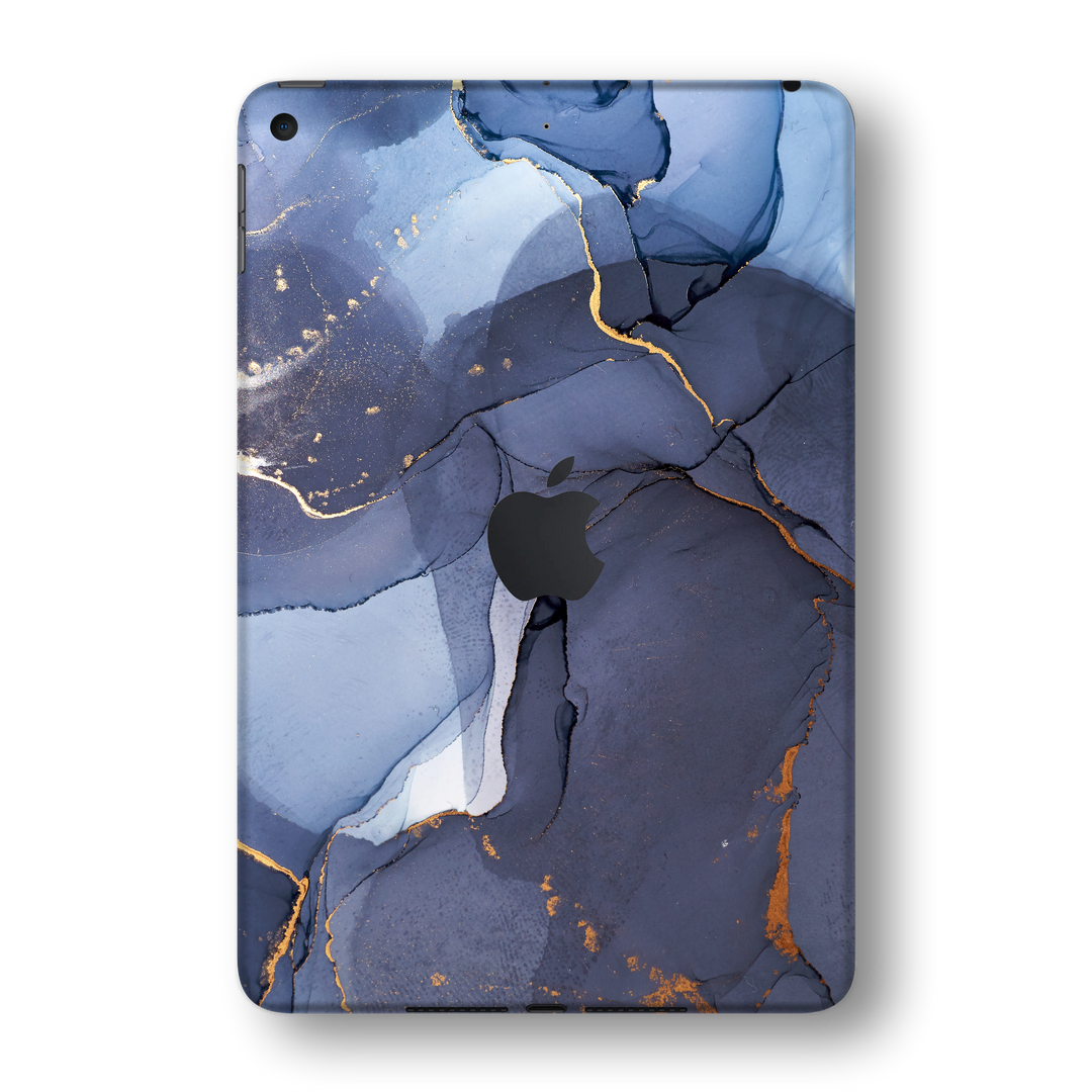 iPad MINI 5 (5th Generation 2019) SIGNATURE AGATE GEODE Pigeon Blue-Gold Skin Wrap Sticker Decal Cover Protector by EasySkinz