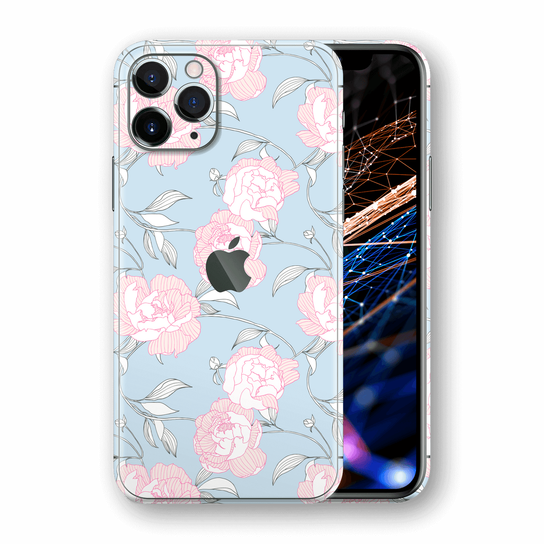 iPhone 11 PRO SIGNATURE Seamless Pink-Blue PEONY Skin, Wrap, Decal, Protector, Cover by EasySkinz | EasySkinz.com
