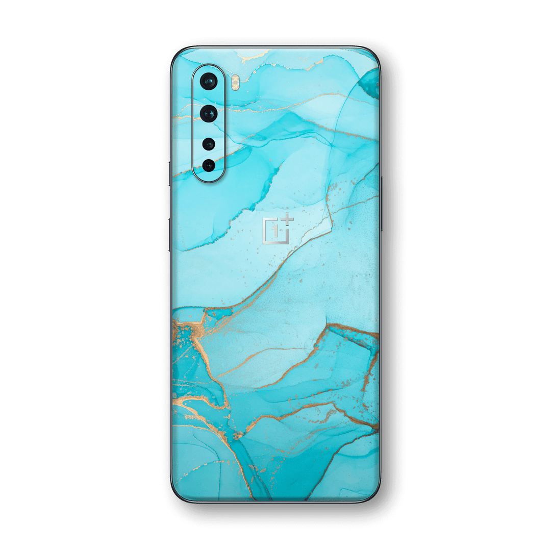 OnePlus Nord Print Printed Custom SIGNATURE AGATE GEODE Aqua-Gold Skin Wrap Sticker Decal Cover Protector by EasySkinz