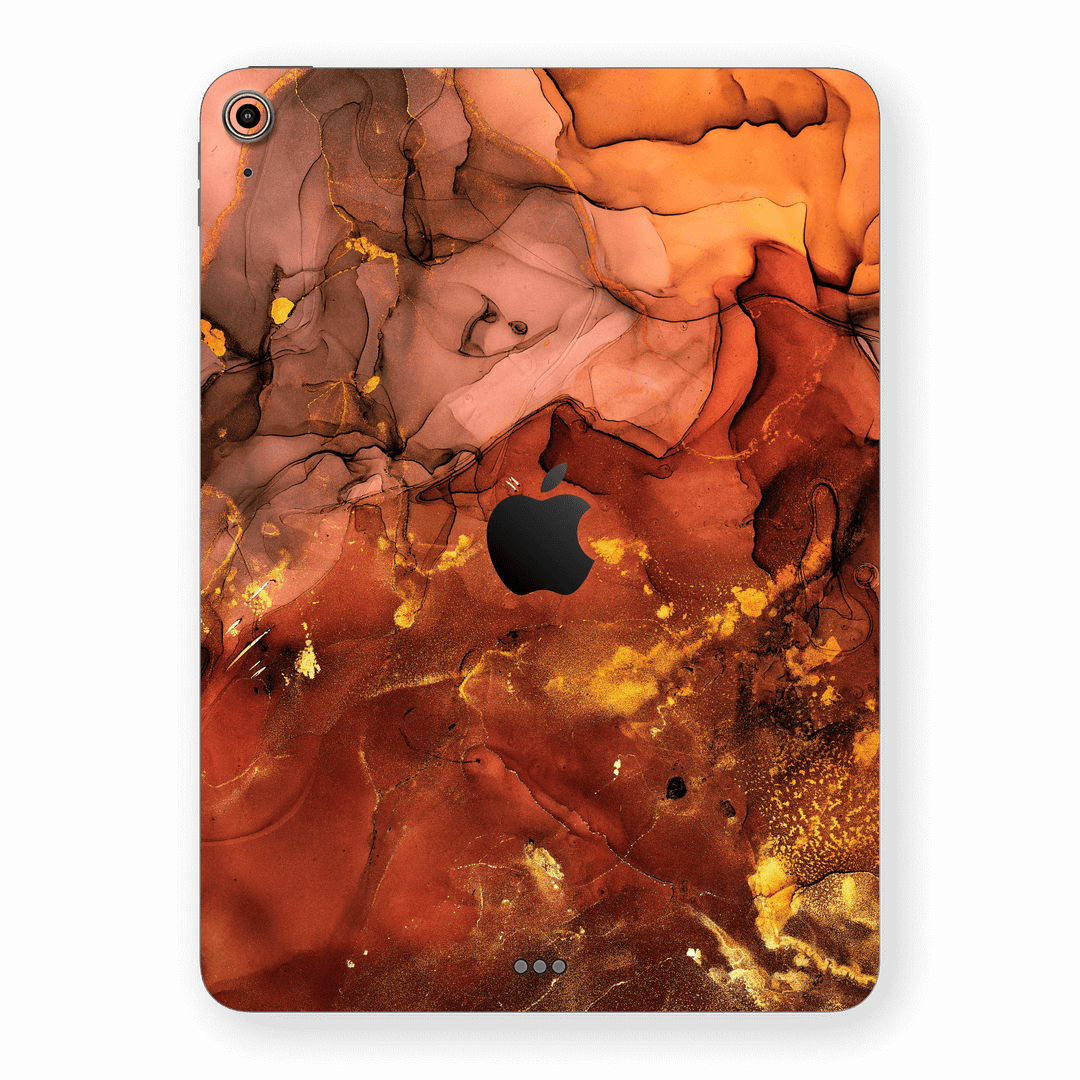 iPad AIR 4 (2020) SIGNATURE AGATE GEODE Flaming Orange Brown Fiery Gold Nebula Skin, Wrap, Decal, Protector, Cover by EasySkinz | EasySkinz.com