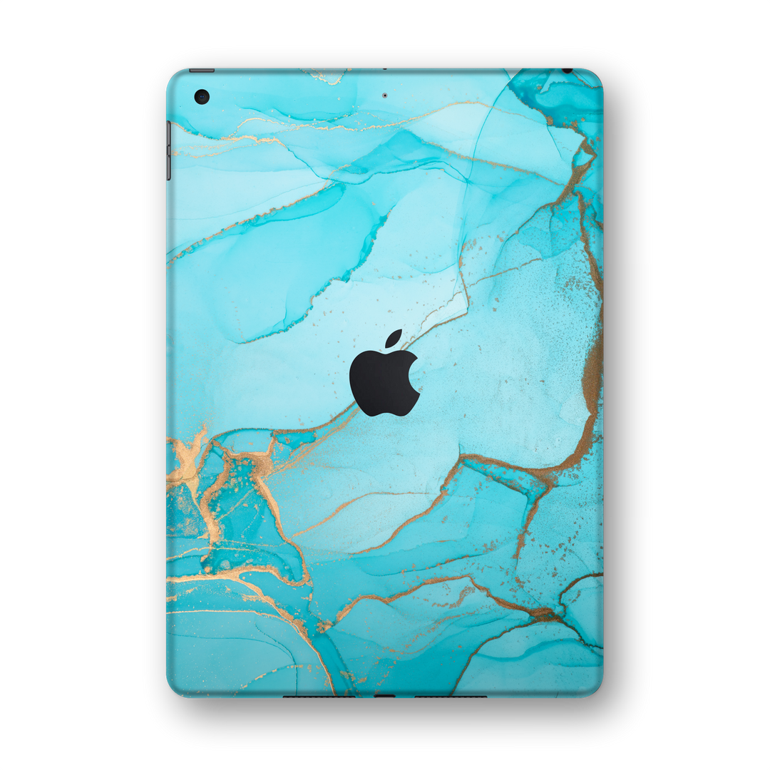 iPad 10.2" (7th Gen, 2019) SIGNATURE AGATE GEODE Aqua-Gold Skin Wrap Sticker Decal Cover Protector by EasySkinz