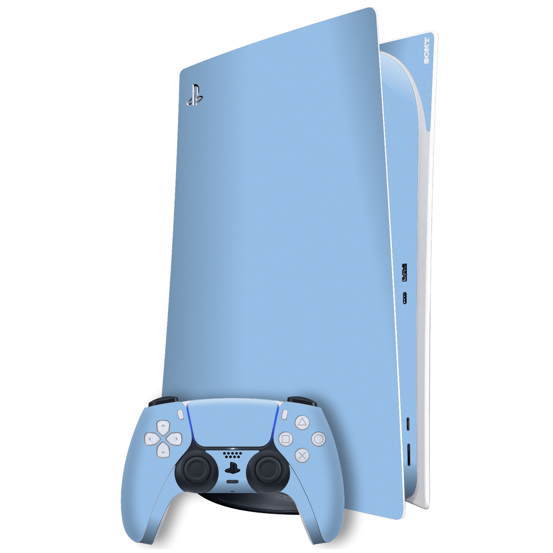 Playstation 5 (PS5) DIGITAL EDITION Luxuria August Pastel Blue 3D Textured Skin Wrap Sticker Decal Cover Protector by EasySkinz | EasySkinz.com