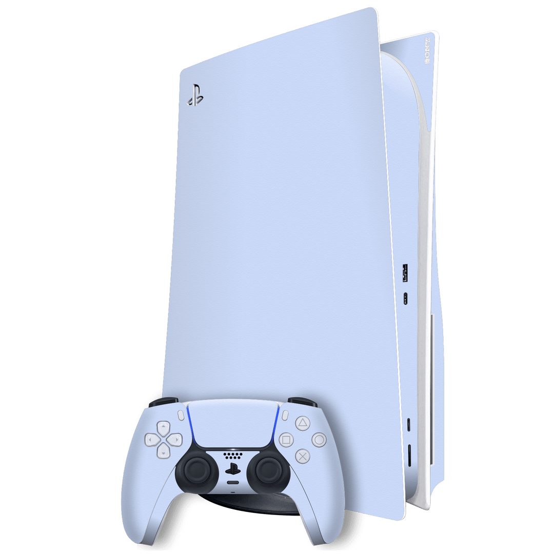 Playstation 5 (PS5) DISC Edition Luxuria August Pastel Blue 3D Textured Skin Wrap Sticker Decal Cover Protector by EasySkinz | EasySkinz.com
