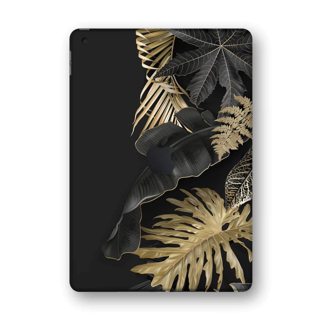 iPad 10.2" (7th Gen, 2019) SIGNATURE Black-Gold Tropical Leaves V3 Skin Wrap Sticker Decal Cover Protector by EasySkinz