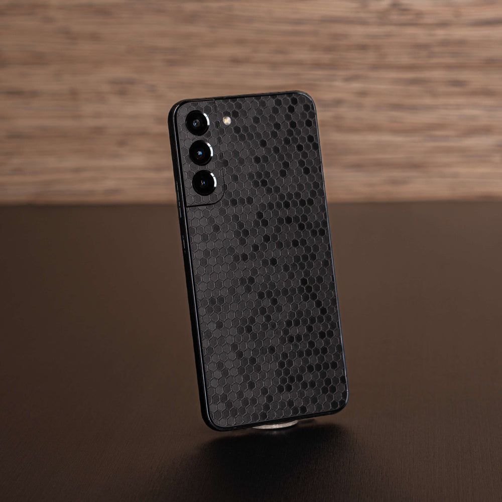 Samsung Galaxy S22 Luxuria Black Honeycomb 3D Textured Skin Wrap Decal Cover Protector by EasySkinz | EasySkinz.com