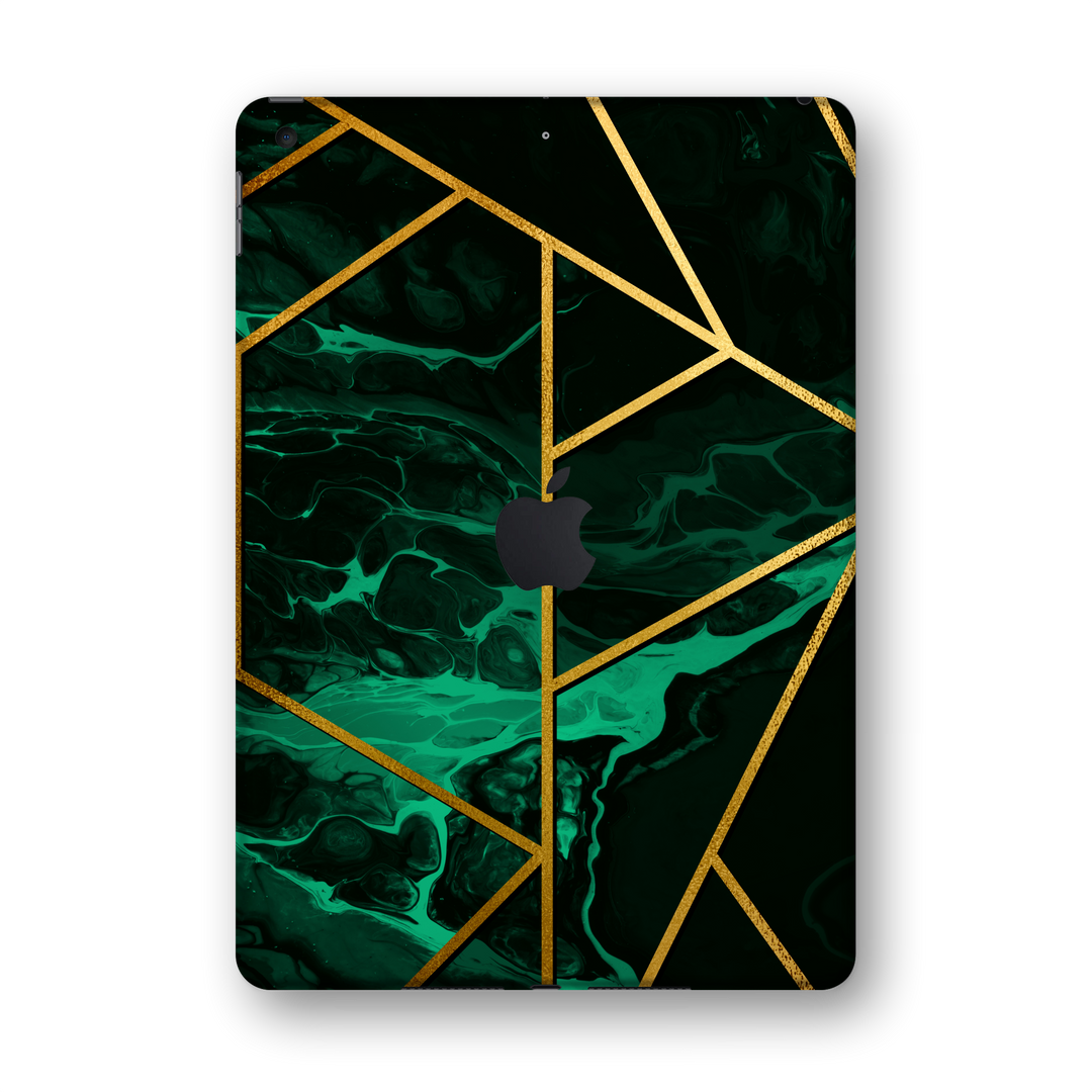 iPad 10.2" (7th Gen, 2019) SIGNATURE Liquid Green-Gold Geometric Skin Wrap Sticker Decal Cover Protector by EasySkinz