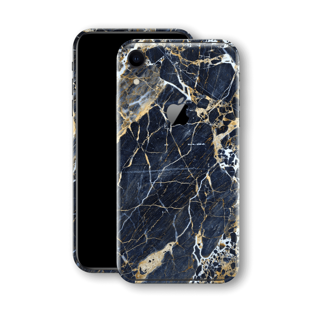 iPhone XR Print Custom Signature Marble Blue Gold Skin Wrap Decal by EasySkinz - Design 2