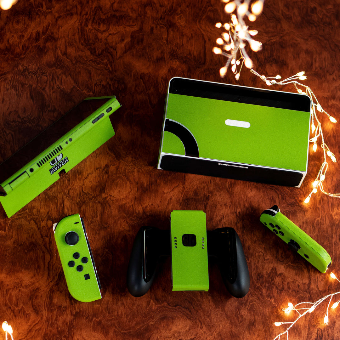 Nintendo Switch OLED Luxuria Lime Green 3D Textured Skin Wrap Sticker Decal Cover Protector by EasySkinz | EasySkinz.com