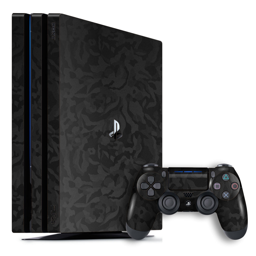 Playstation 4 PRO PS4 PRO Luxuria Black 3D Textured Camo Camouflage Skin Wrap Decal Protector | EasySkinz