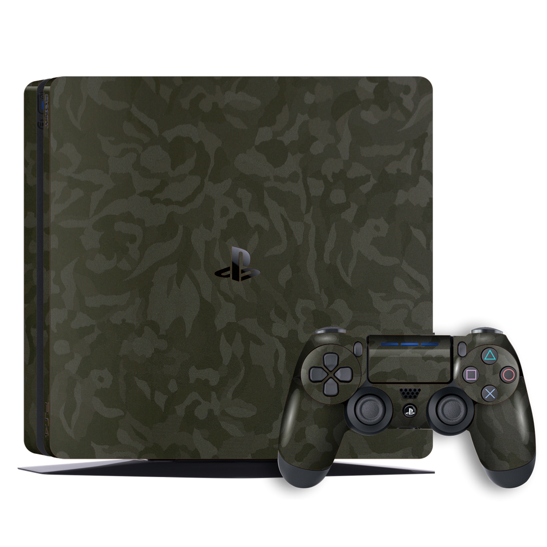 Playstation 4 SLIM PS4 Luxuria Green 3D Textured Camo Camouflage Skin Wrap Decal Protector | EasySkinz
