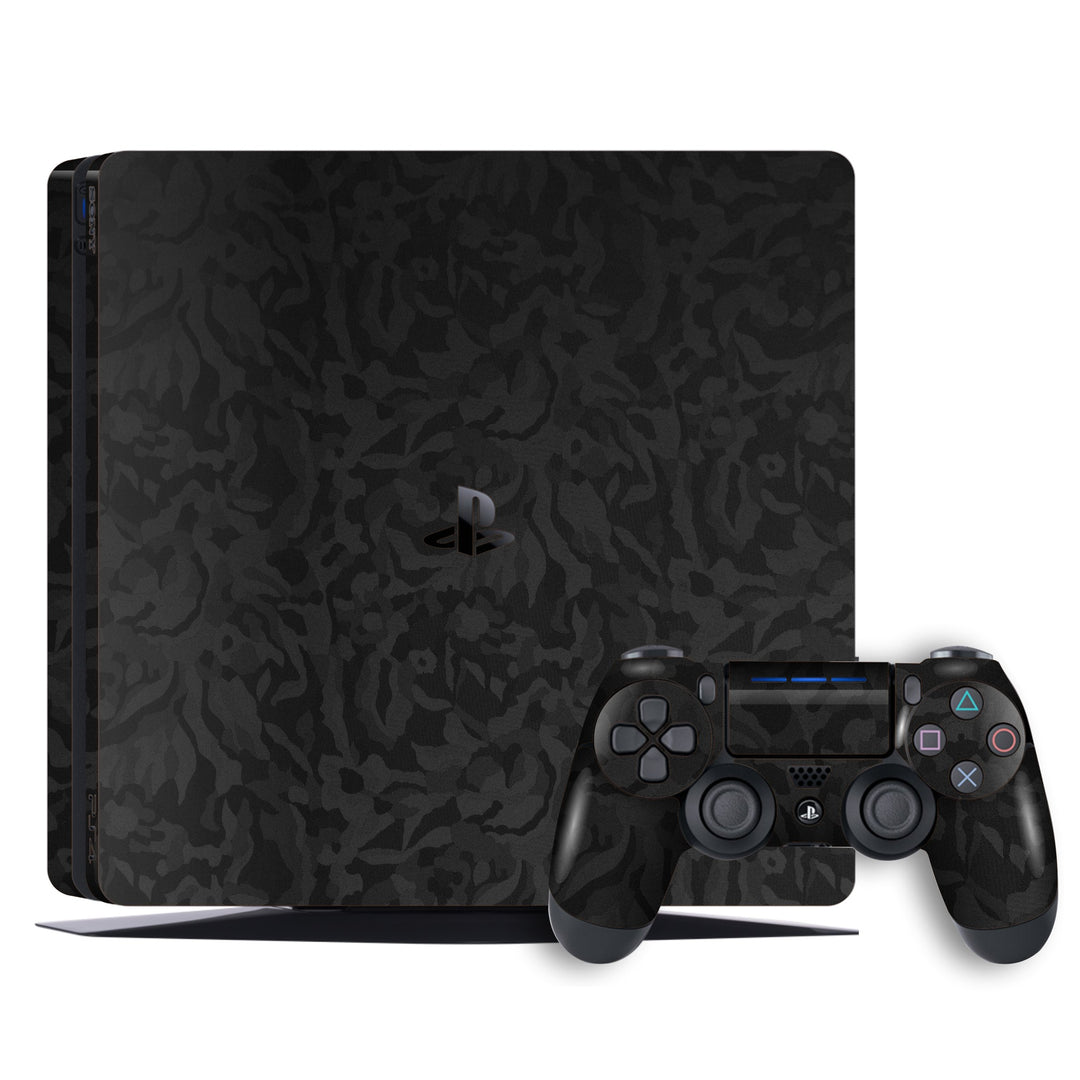 Playstation 4 SLIM PS4 Luxuria Black 3D Textured Camo Camouflage Skin Wrap Decal Protector | EasySkinz
