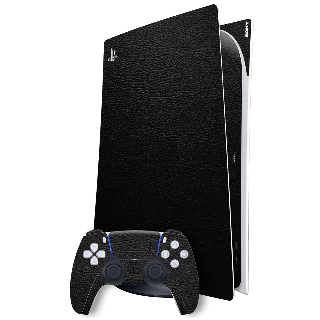 Playstation 5 (PS5) DIGITAL EDITION Luxuria Riders Black Leather Jacket 3D Textured Skin Wrap Sticker Decal Cover Protector by EasySkinz | EasySkinz.com