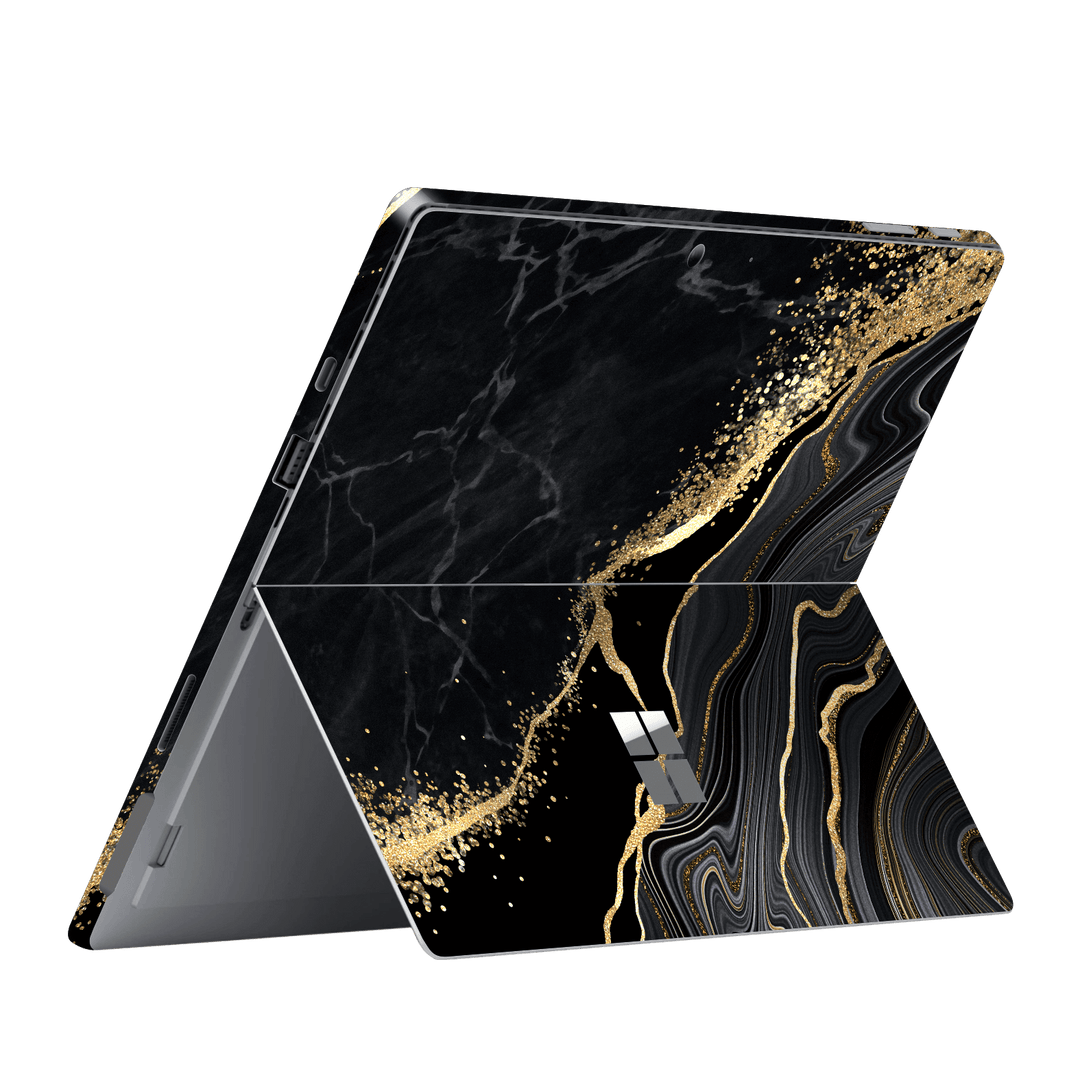 Microsoft Surface Pro 7 Print Printed Custom Signature AGATE GEODE Black-Gold Skin, Wrap, Decal, Protector, Cover by EasySkinz | EasySkinz.com.