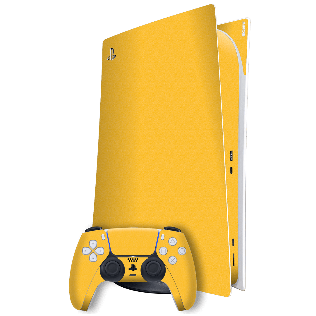 Playstation 5 (PS5) DIGITAL EDITION Luxuria Tuscany Yellow 3D Textured Skin Wrap Sticker Decal Cover Protector by EasySkinz | EasySkinz.com