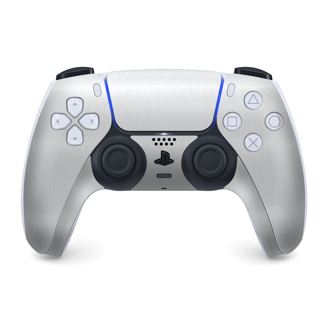 PS5 Playstation 5 DualSense Wireless Controller Skin - Brushed Metal Aluminium Metallic Skin Wrap Decal Cover Protector by EasySkinz | EasySkinz.com