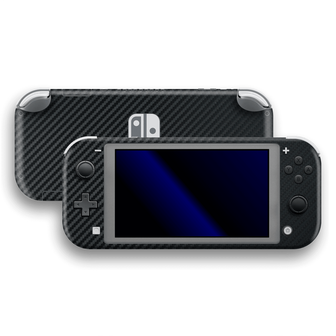 Nintendo Switch LITE Black 3D Textured CARBON Fibre Fiber Skin Wrap Sticker Decal Cover Protector by EasySkinz