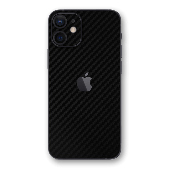 iPhone 12 mini Black 3D Textured CARBON Fibre Fiber Skin, Wrap, Decal, Protector, Cover by EasySkinz | EasySkinz.com