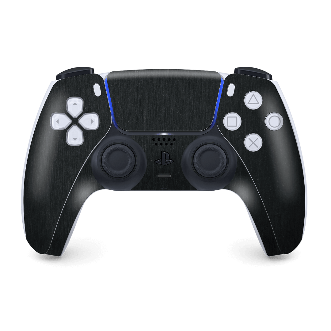 PS5 Playstation 5 DualSense Wireless Controller Skin - Brushed Metal Black Metallic Skin Wrap Decal Cover Protector by EasySkinz | EasySkinz.com