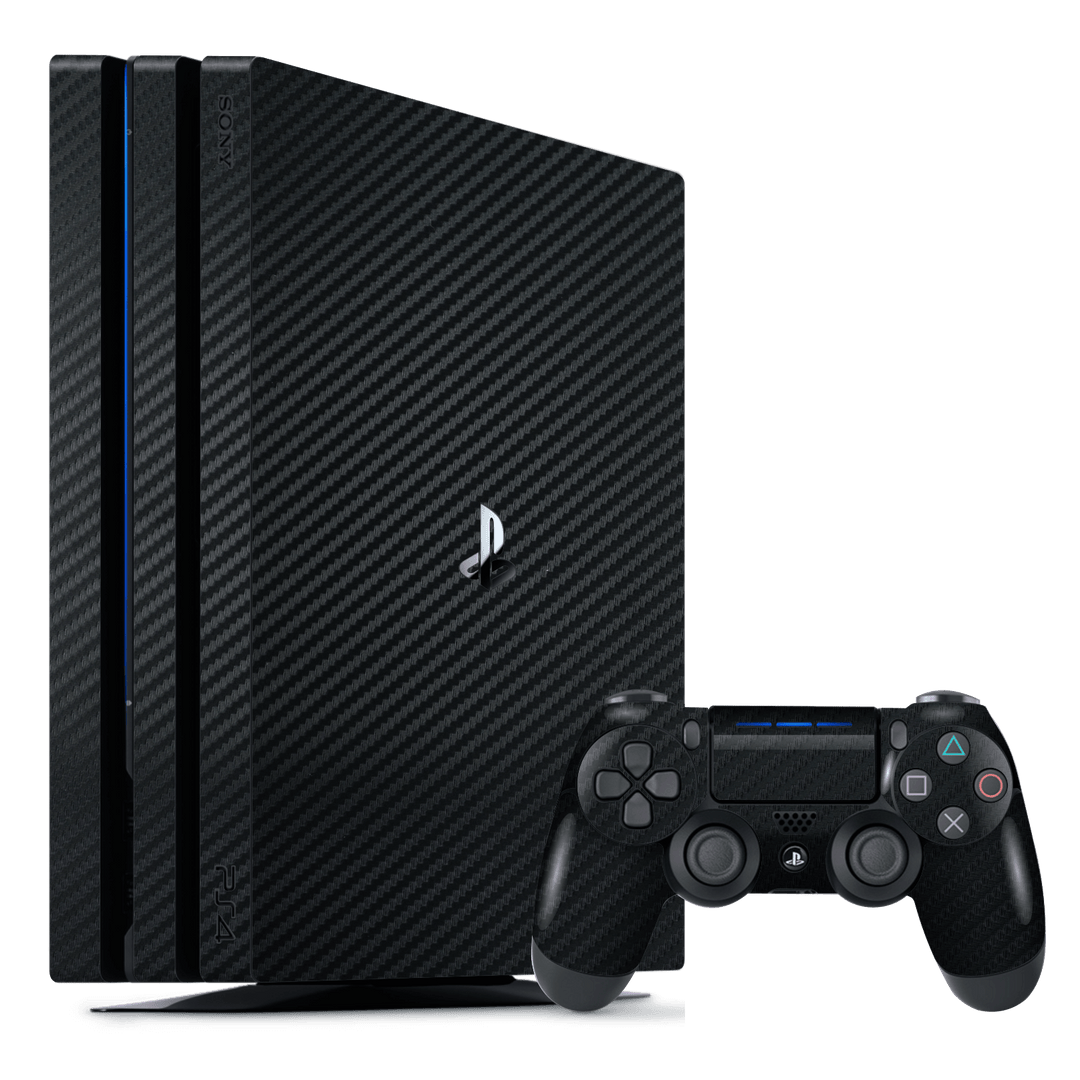 Playstation 4 PRO PS4 PRO Black Carbon Fibre Fiber Skin Wrap Decal by EasySkinz