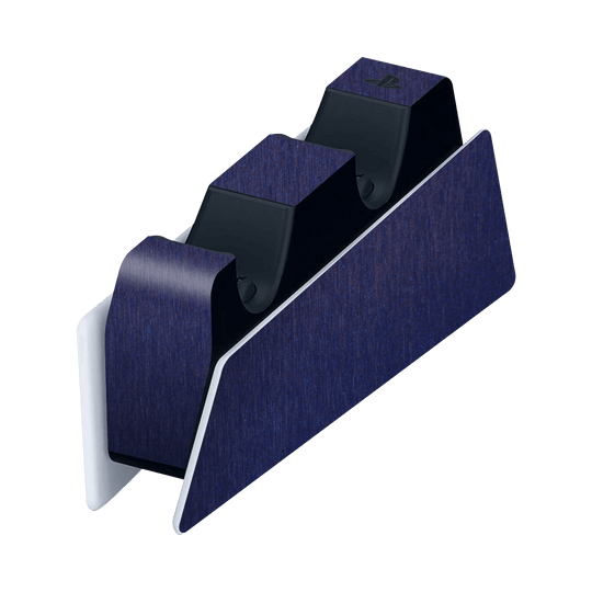 PS5 Playstation 5 DualSense Charging Station Skin - Brushed Metal Blue Metallic Skin Wrap Decal Cover Protector by EasySkinz | EasySkinz.com