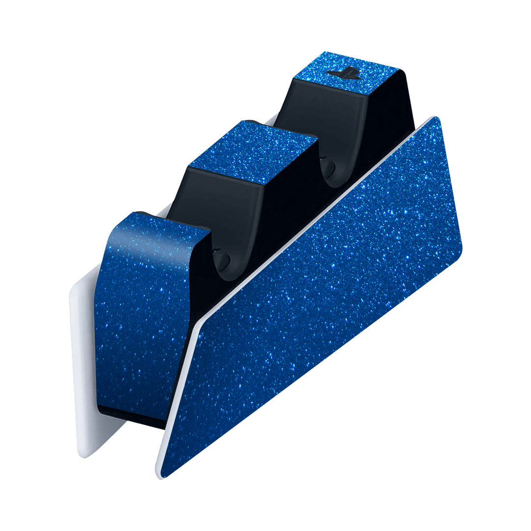 PS5 Playstation 5 DualSense Charging Station Skin - Diamond Blue Shimmering Sparkling Glitter Skin Wrap Decal Cover Protector by EasySkinz | EasySkinz.com