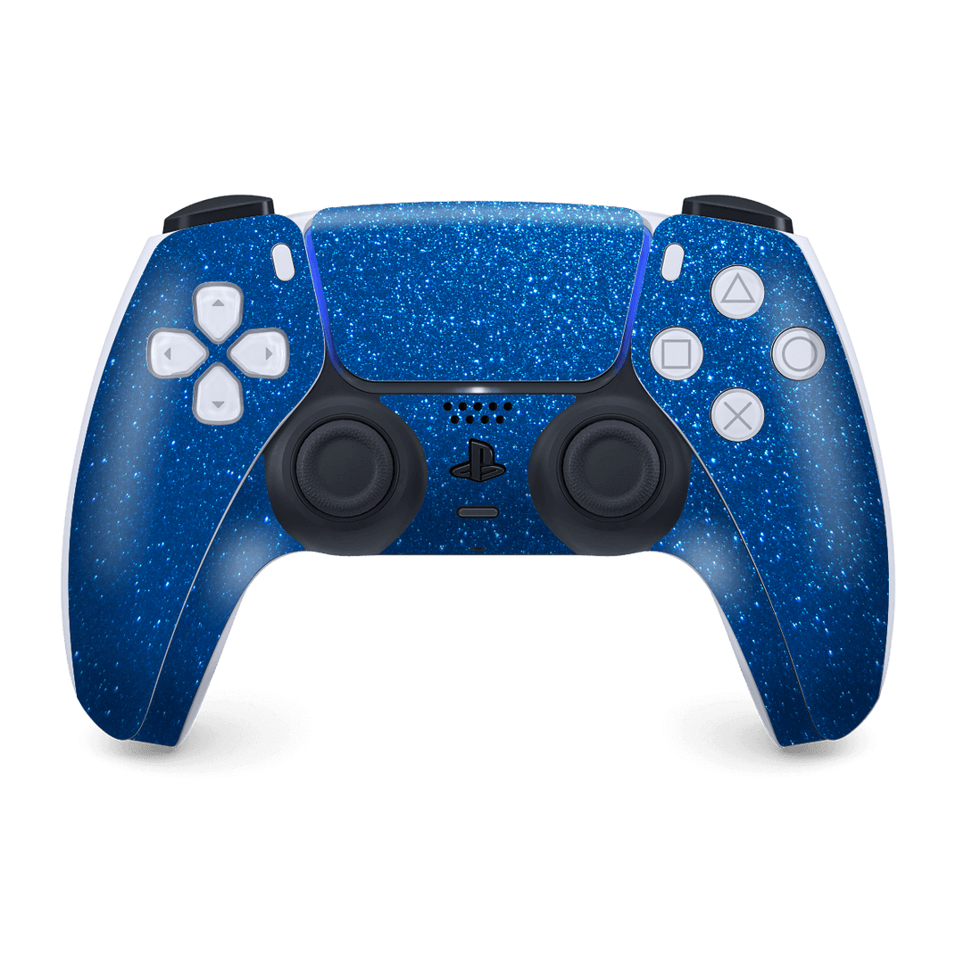 PS5 Playstation 5 DualSense Wireless Controller Skin - Diamond Blue Shimmering Sparkling Glitter Skin Wrap Decal Cover Protector by EasySkinz | EasySkinz.com